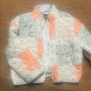 7 For All Mankind Kids Patchwork Puffer Jacket - Orange and White